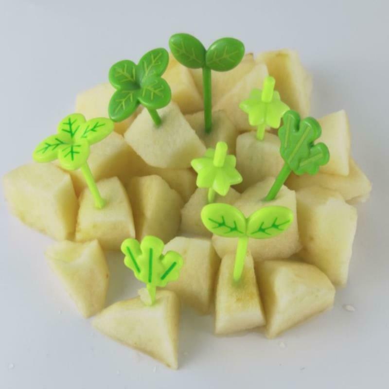 8pcs Fruit Fork Toothpick Leaves Decoration Small Salad Tiny Fork Mini Cake P Kt