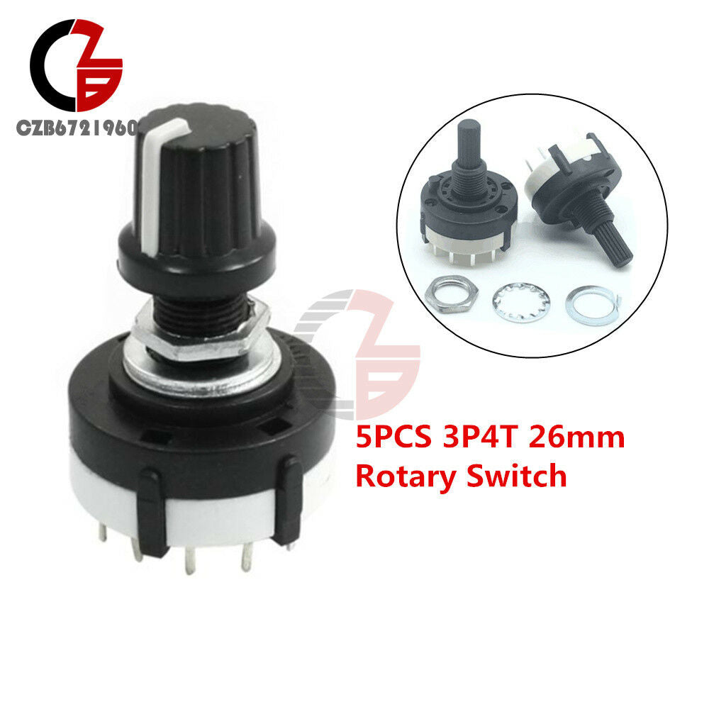 5PCS 3P4T Single Wafer Band Selector 3 Pole 4 Position Rotary Switch