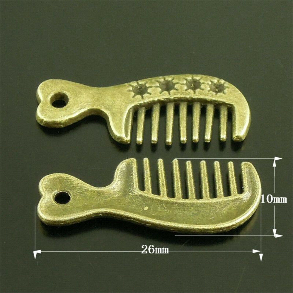 30 pcs Antiqued Bronze Comb Metal Alloy Charm Pendant Jewelry Findings 26*10*2mm