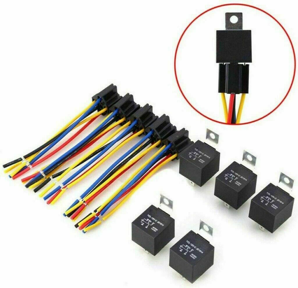 5x 40A 12V 5Pin DC Car Automotive SPDT Relay Switch Harness Socket Waterproof