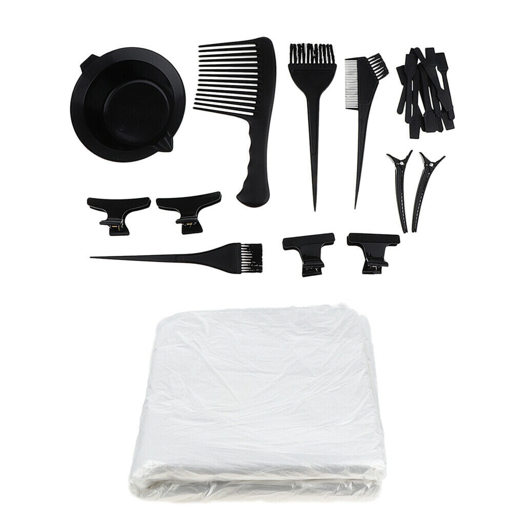 Barber Clear Cutting Cape Coloring Comb Mixing Bowl Hair Clips Kit Set