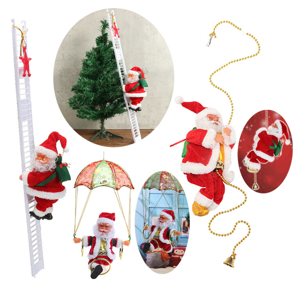 Santa Claus Climbing Ladder Christmas Tree Indoor Outdoor Ornament Decor