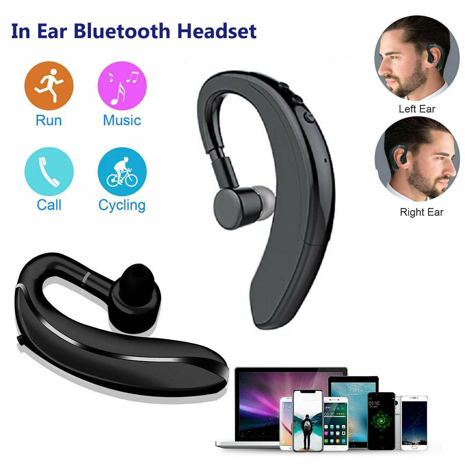 Bluetooth Headset Handsfree Wireless Earpiece Waterproof Earphone Stereo Earbuds
