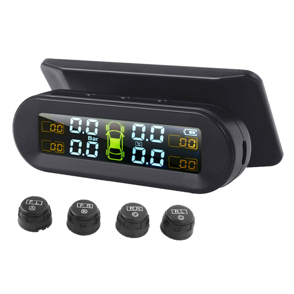 2x Car Tire Pressure Monitor w/ External Sensor for RV Solar USB Charge TPMS