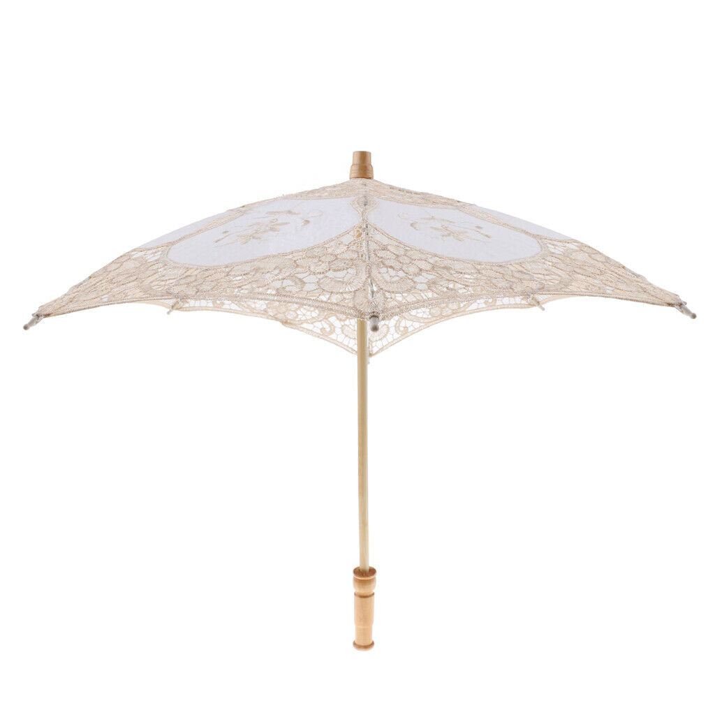 Handcraft Mini Lace Flower Umbrella Parasol Wedding Party Decor Prop Apricot