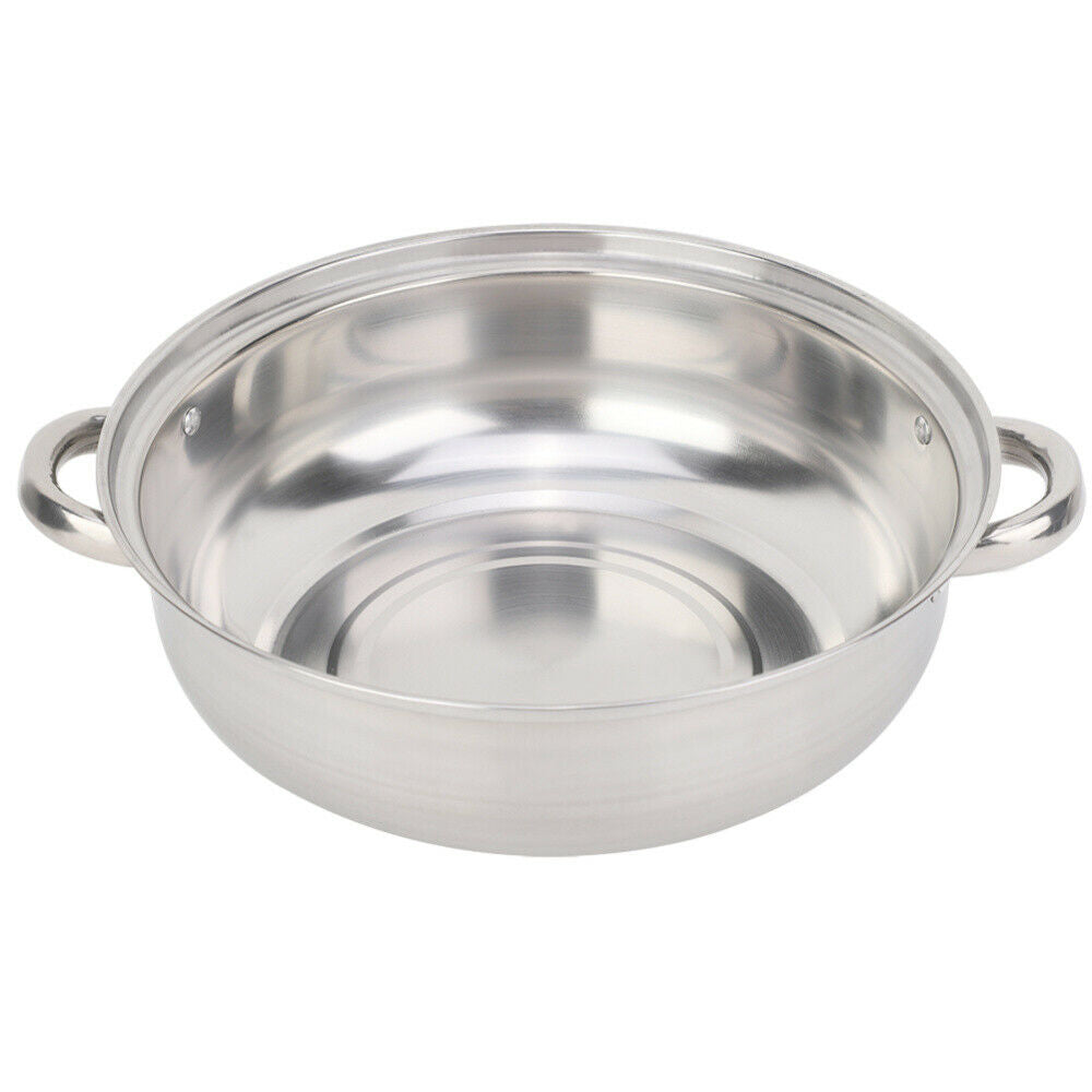 2-Layer Steamer Cooker Steam Pot Stainless Steel+Glass Lid Kitchen Cookware Tool