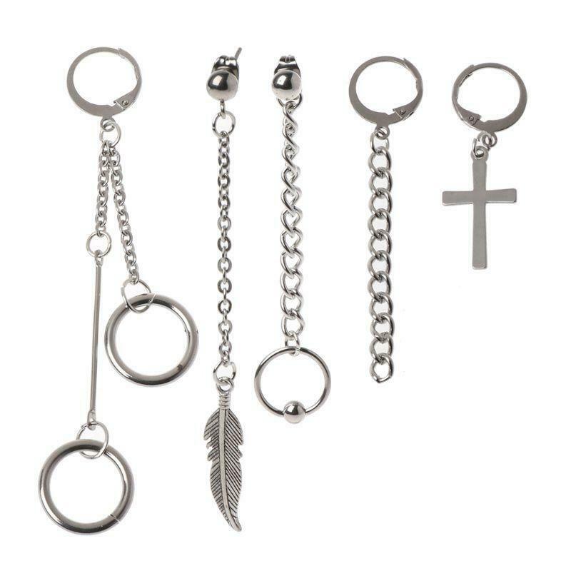 5Pcs KPOP Bangtan Boy Album Long Chain Drop Earrings Kit Korean Fashion Jewelry