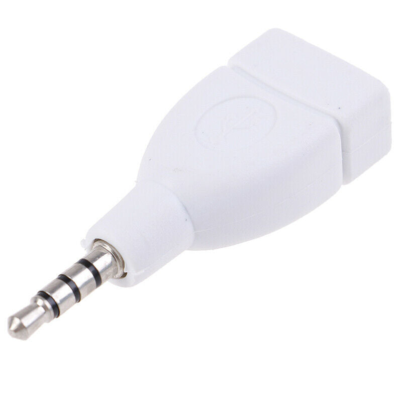 Converter Adapter USB 2.0 Female to 3.5mm Male AUX Audio Car Plug Jack white Gy