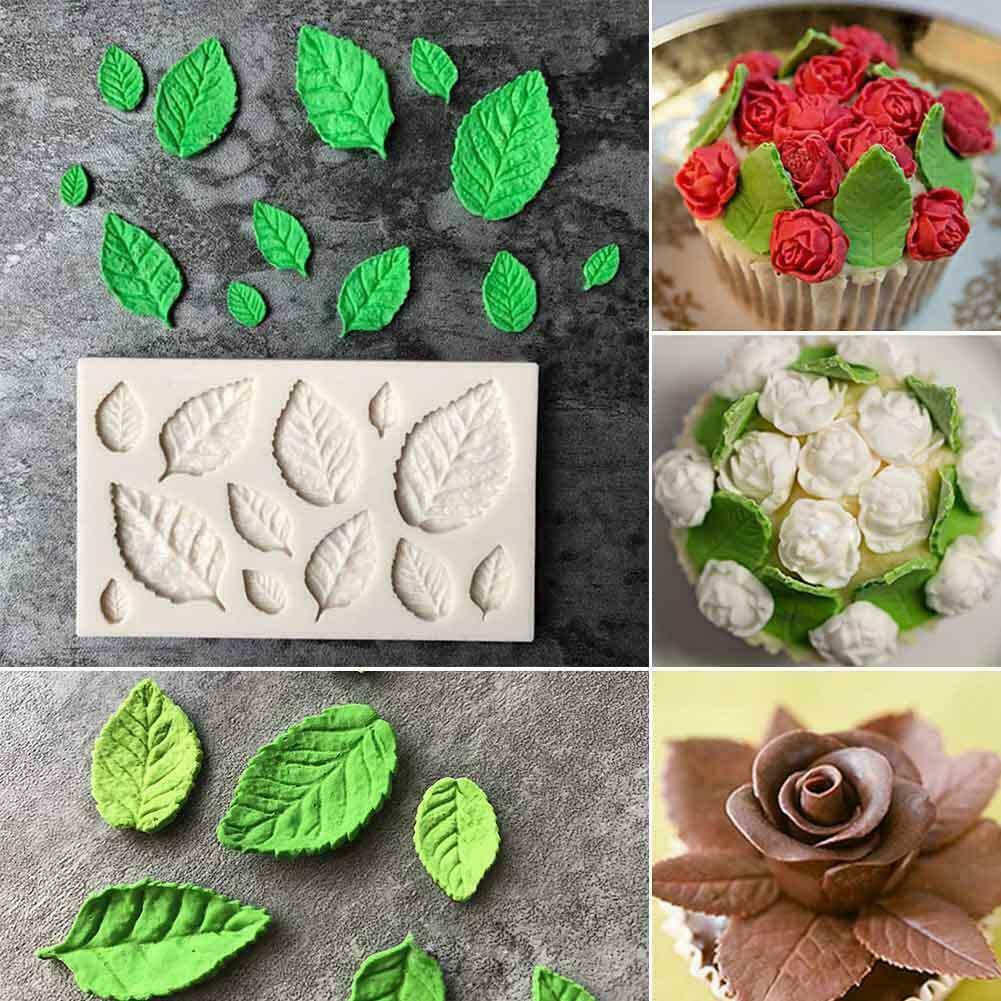 Rose Leaves Embellisment Silicone Fondant Mould Cake Decor Sugar Chocolate Mold