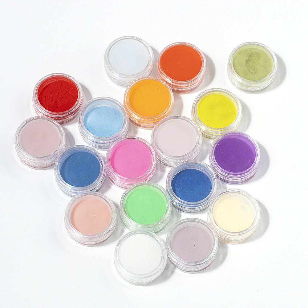 18 Colors Acrylic Nail Art Tips UV Gel Powder Dust DIY Manicure Decoration Kits