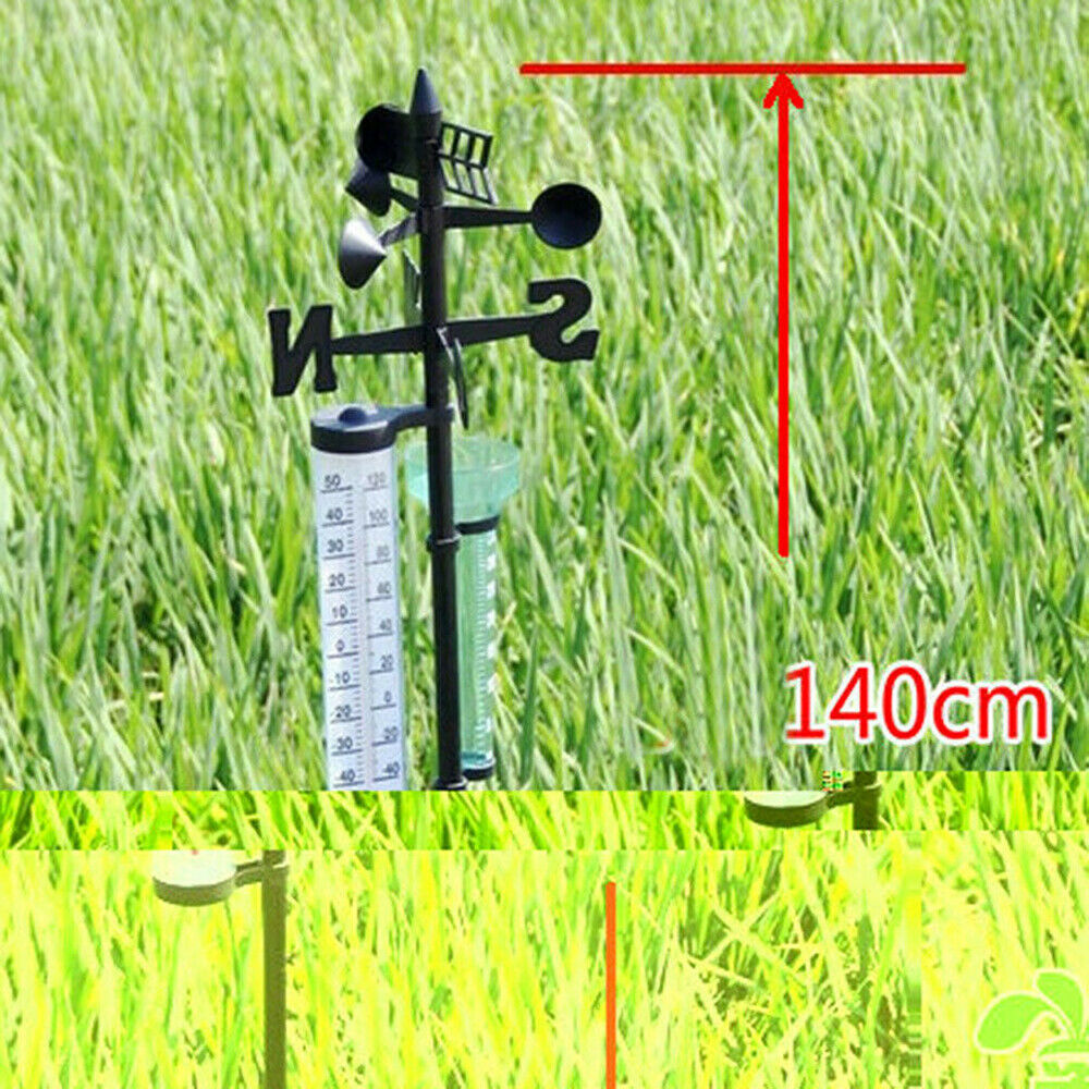 Garden Weather Station Kit Rain Gauge Thermometers Wind Indicator 3 in one