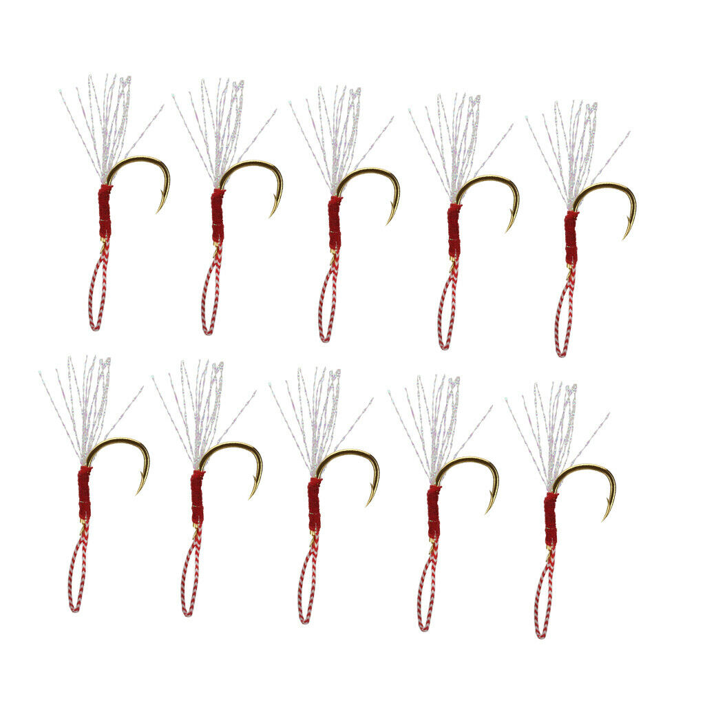 20 Packs Metal Fishing Assist Hooks Strong Jigging Jig Hooks 12#14# Golden