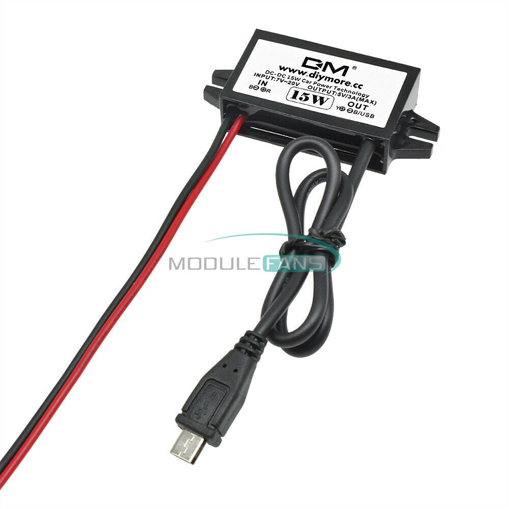DC-DC Converter Module 12V To 5V Micro USB Power Adapter Car Charger 3A 15W