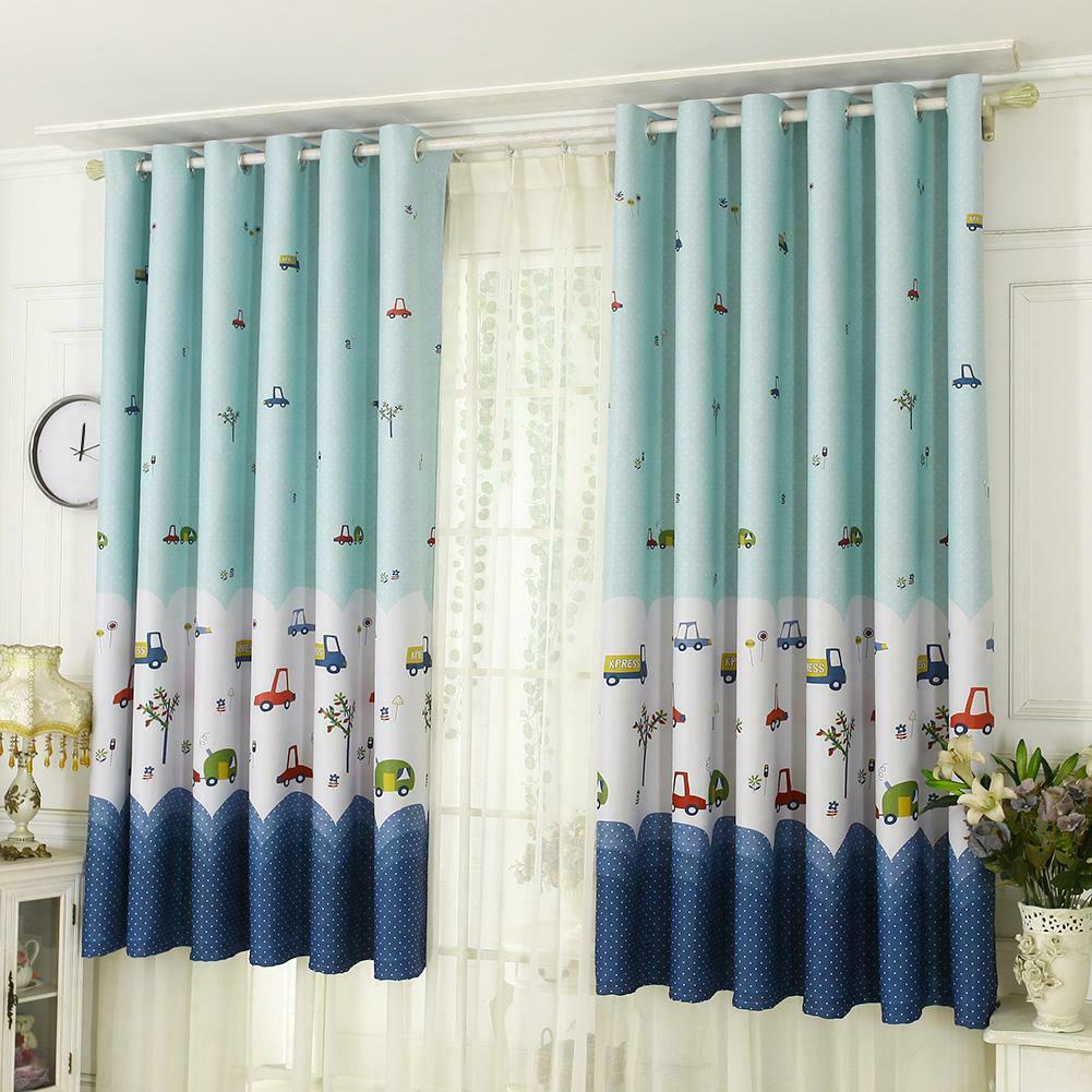 Cartoon Car Print Blackout Curtains Window Blinds Drapes Purdah Home Decor @