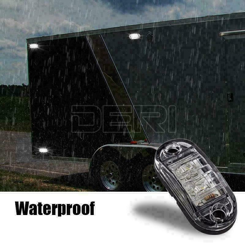 10PC White 12V 24V LED Side Truck Bus Trailer Clearance Marker Indicator Light