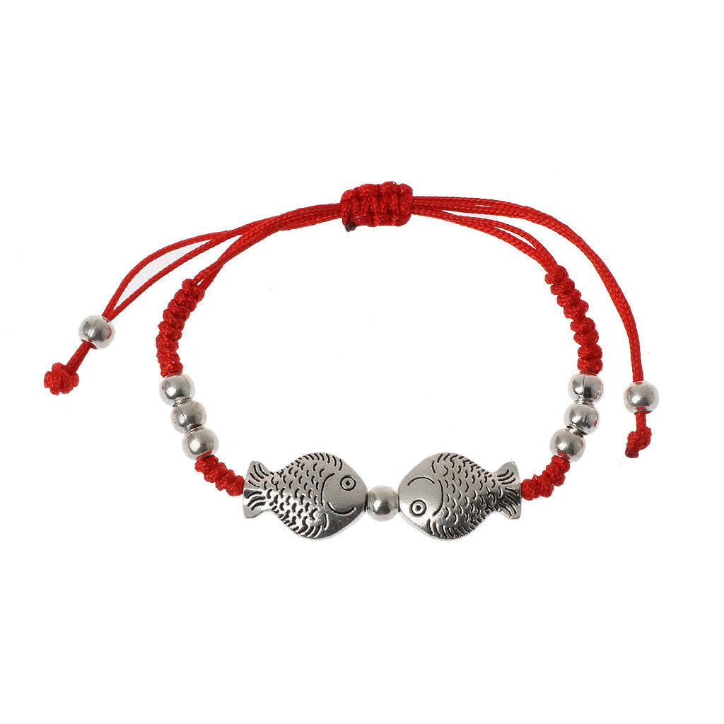 Two Fish Charm Red String Rope Braided Kabbalah Bracelets Fashion Women Jewelry