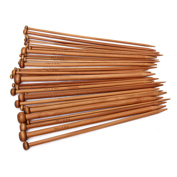 36pcs Set Single Pointed Carbonized Bamboo Knitting Needles Crunch 2mm-10mm