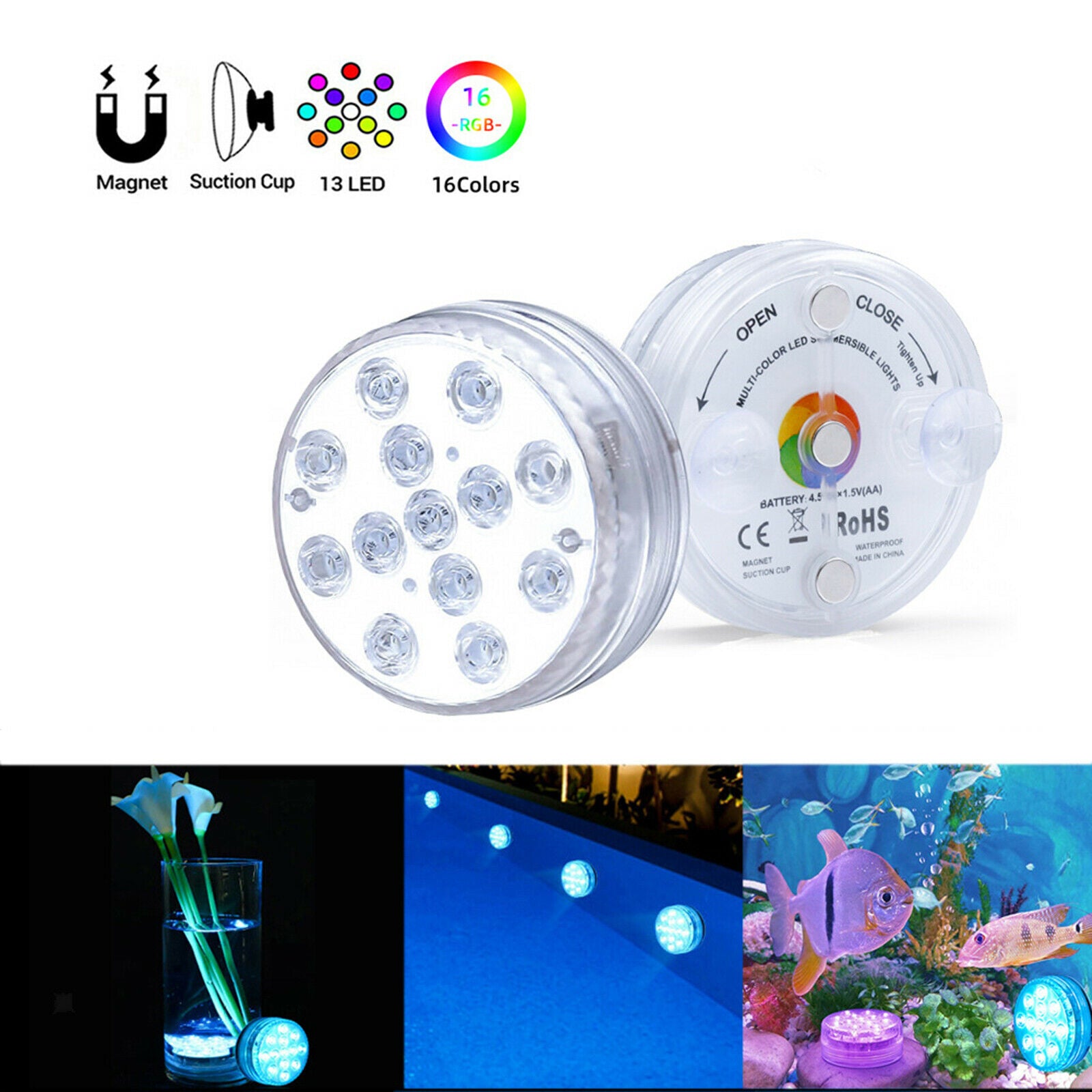 RGB Swimming Light Waterproof Underwater Lamp for Holiday Party Decor 2 Sets
