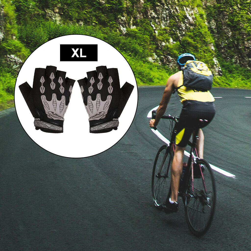 Cycling Gloves Half Finger Bicycle Damping Fingerless Sports Gray XL