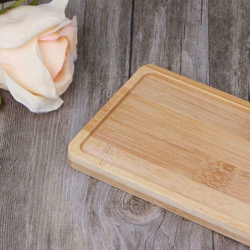 Rectangle Shape Bamboo Saucer Plant Tray Mini Plant Flower Pot Stand Favor Pot