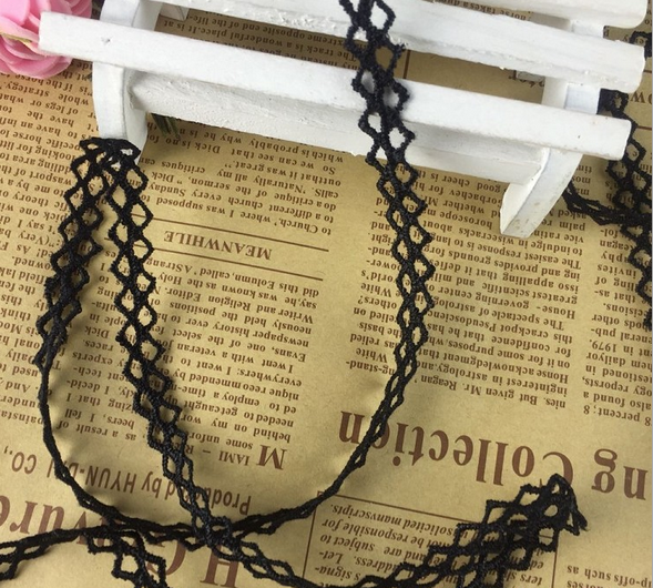 Black 10 Yards lace Trim bracelet necklace Accessories Wedding dress sewing