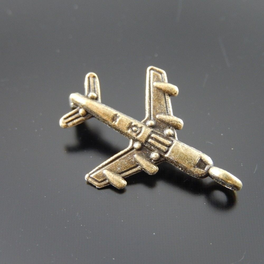 30-pack Antiqued Bronze Alloy Airplane Charm Pendant Jewelry Art Craft 20x17x6mm