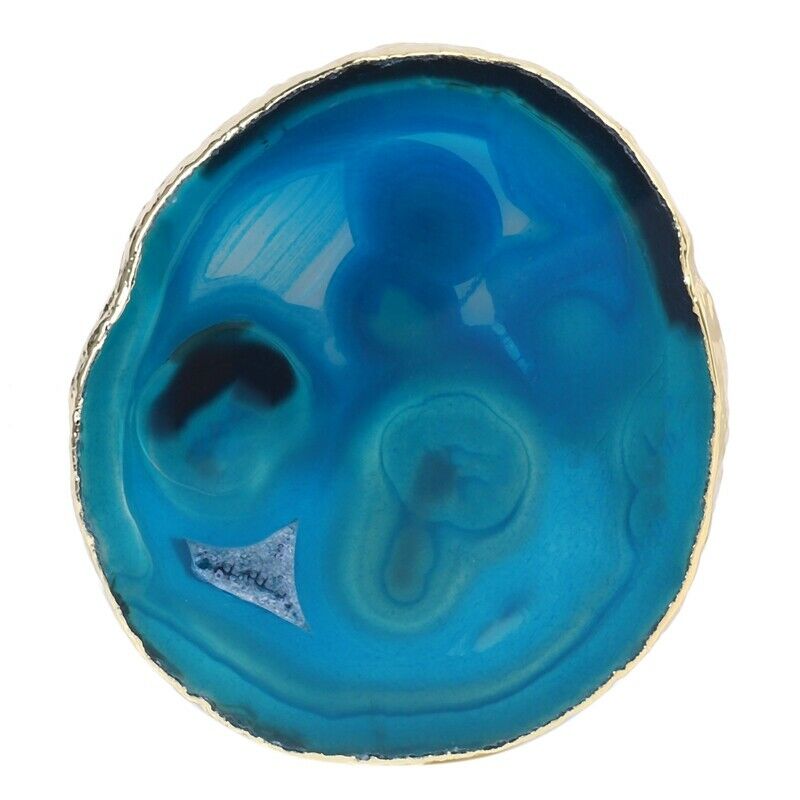 2Pcs Agate Slice Blue Agate Coaster Teacup Tray Decorative Design Stone CoasteL7