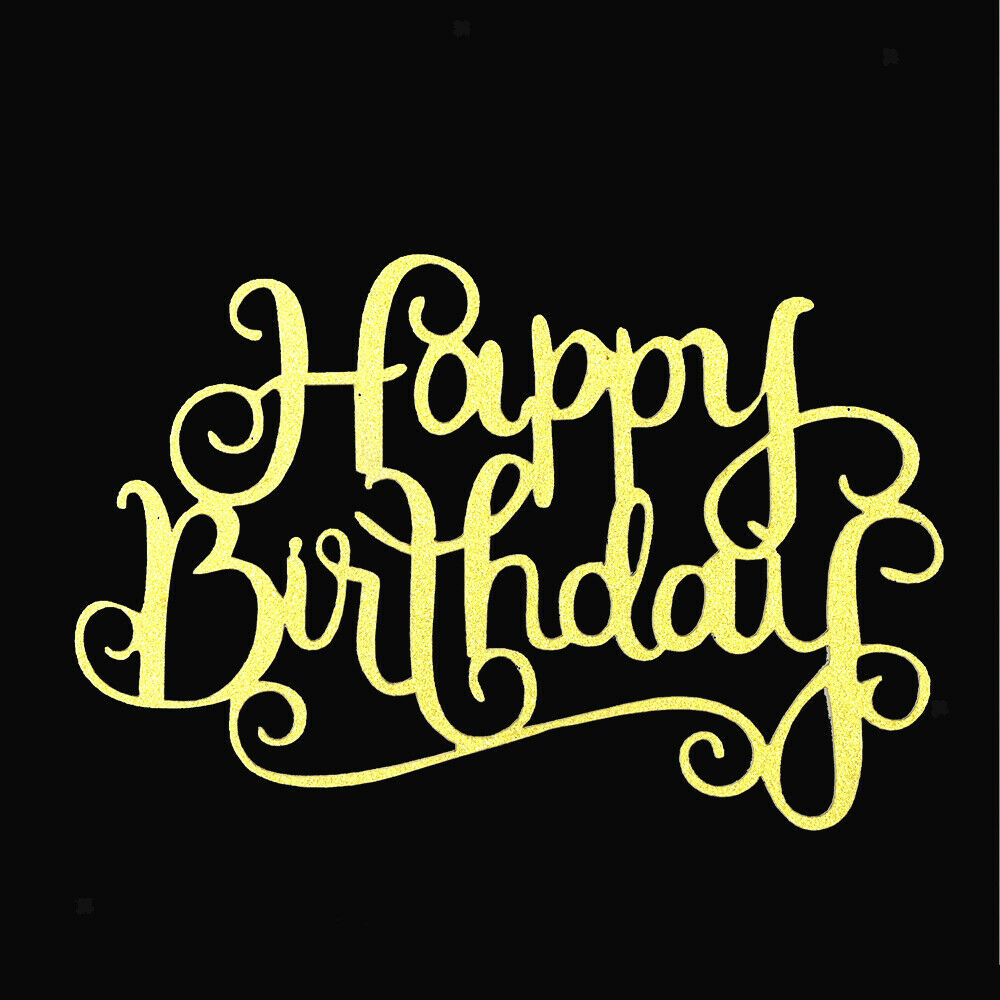 40 Pcs of Glitter Happy Birthday Cake Cupcake Topper Home Party