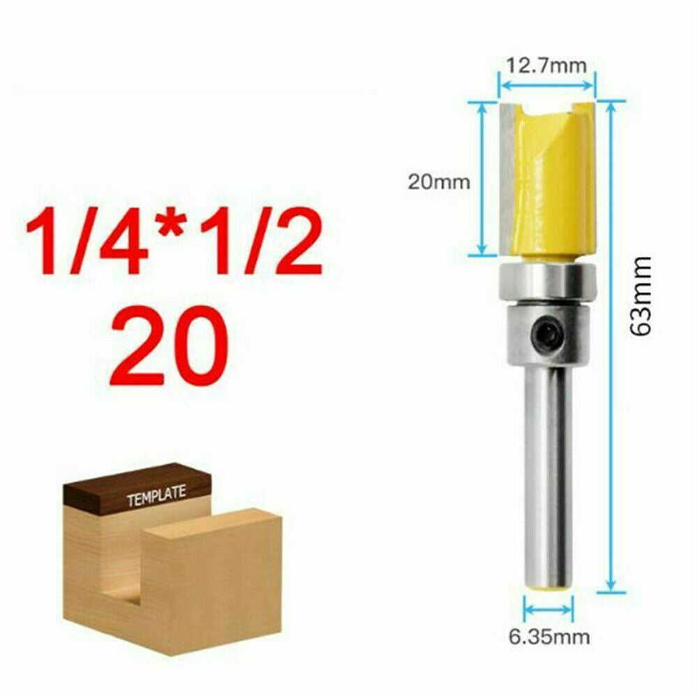 3PCS 1/4" Shank Cutting Straight Router Bit Flush Trim Woodwork Milling Cutter