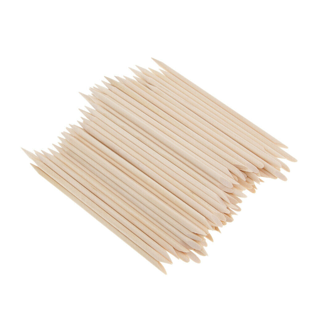 100 Pieces Nail Art Orange Wood Sticks Cuticle Pusher Remover Manicure Tool