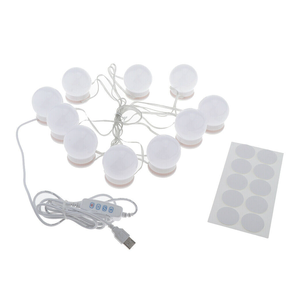 10 Pieces Vanity Lights Fitting Mirror Light Bulbs Lamp USB Adapter 3 Colors