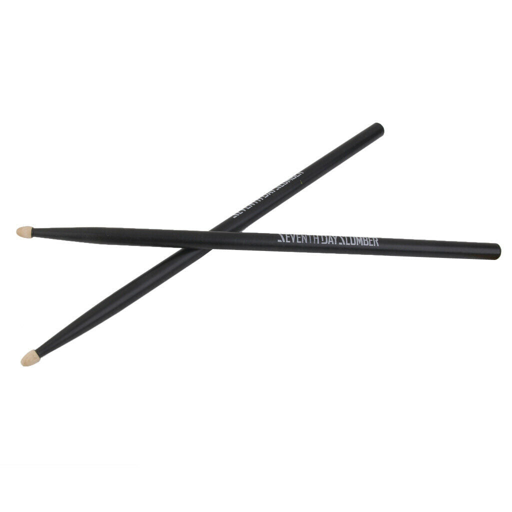 2 Pairs Maple Wood Drumsticks 5A Drum Sticks Wooden Tips Red & Black Music Band