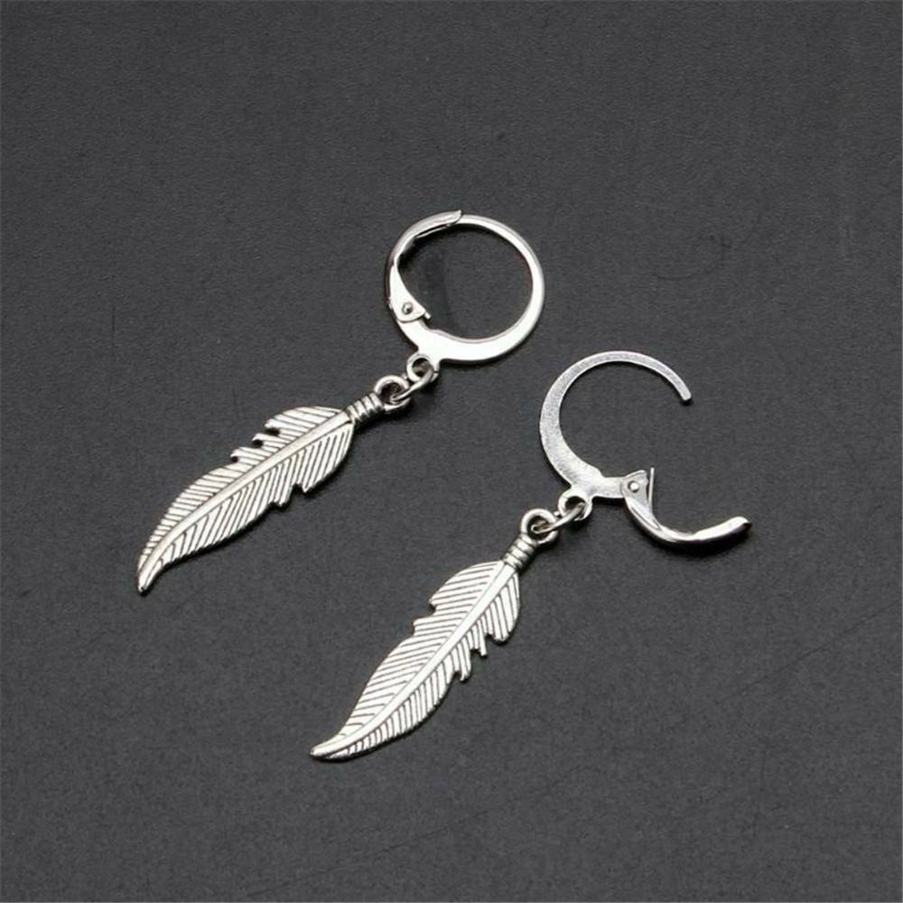 1 Pair Feather Pendant Hoop Earrings Jewelry Dangle Earring Jewelry Men Women