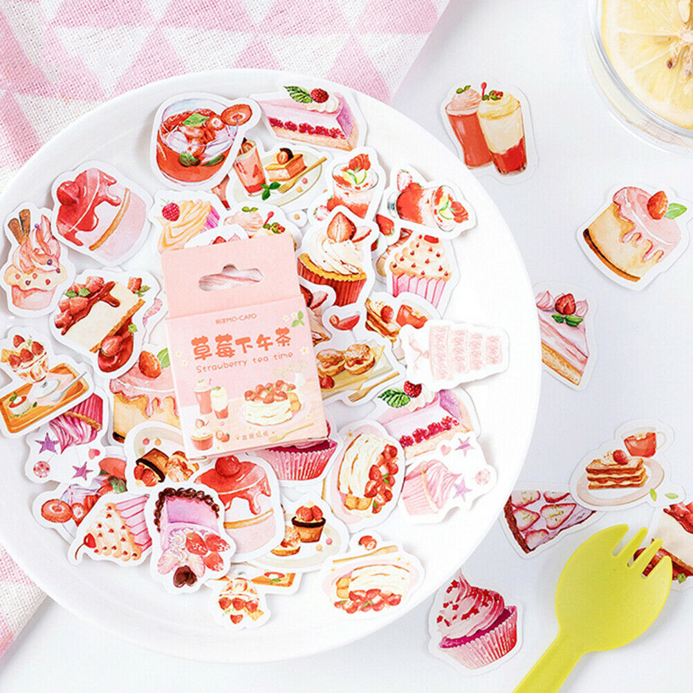 46pcs Cute strawberry dessert DIY Diary Craft Stickers Scrapbooking decor.l8