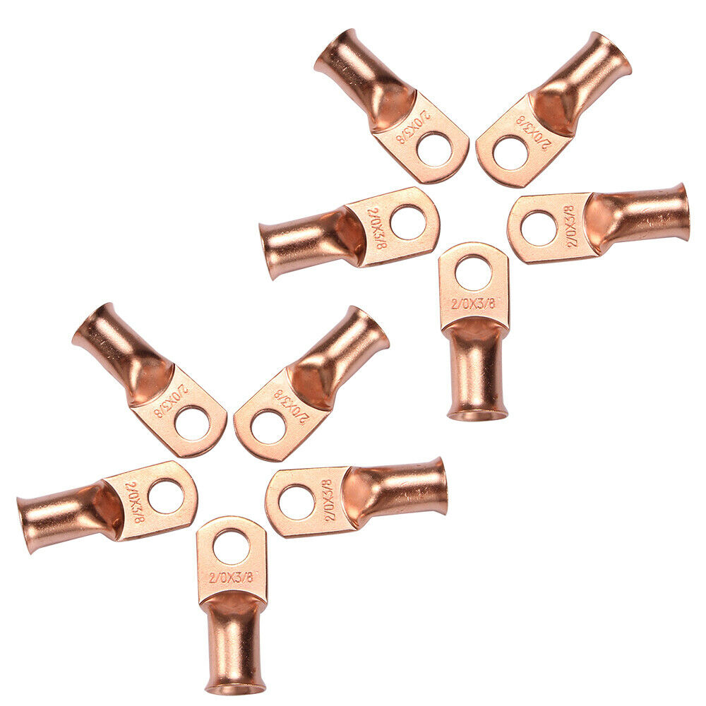 10x Battery Cable Ends Lugs Copper Ring Terminals Wire Connector Gauge 2/0-3/8