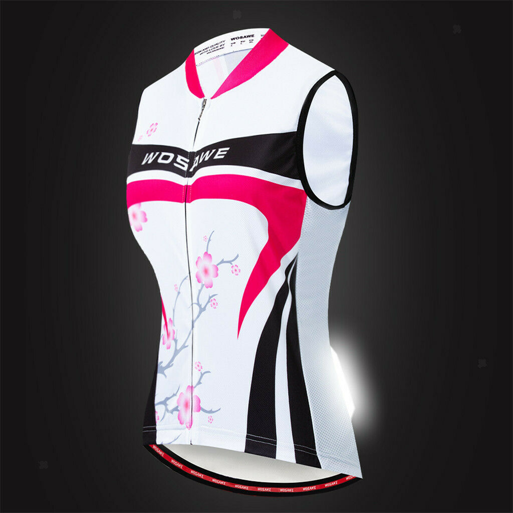 Sleeveless Reflective Cycling Vest Quick Dry Breathable Tops Rose Red S