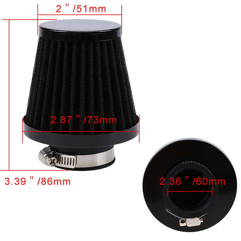 2PCS Adjustable 59/60/61mm Air Intake Filter Pod Cleaner Universal Cold Cone New