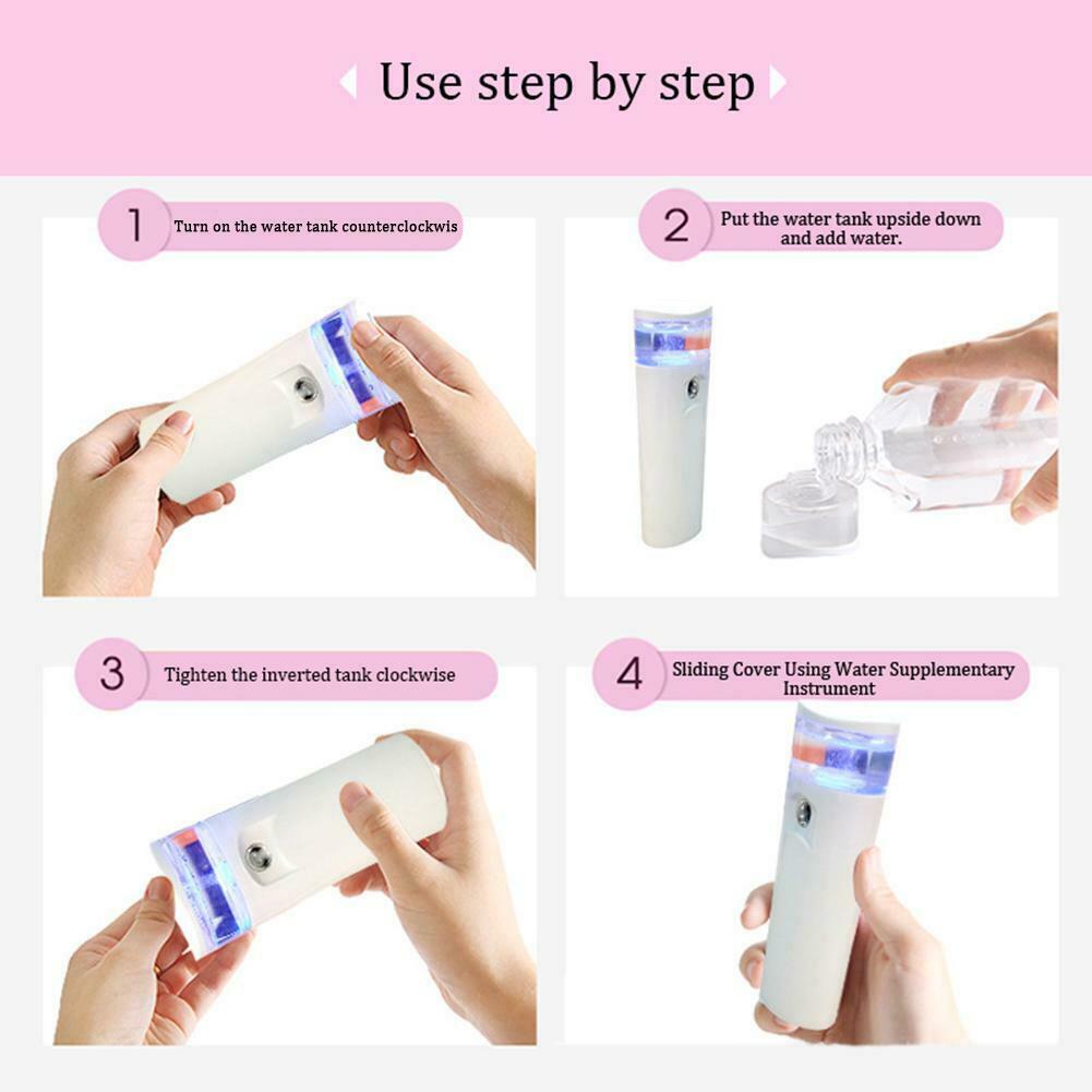 USB Nano Mist Sprayer Facial Steam Face Humidifier Cold Spray Beauty Device @