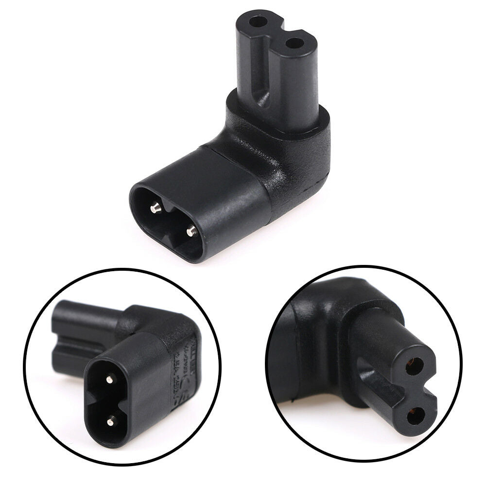 Updown angled IEC 320-C8 male plug to C7 female power socket adapter converterDD