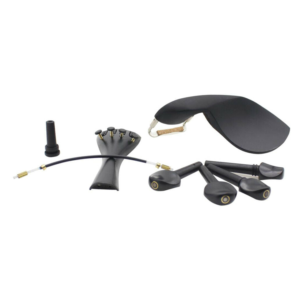 Ebony Violin Chinrest Screws Tuning Pegs Tailpiece Tail Nail for 4/4 Violin