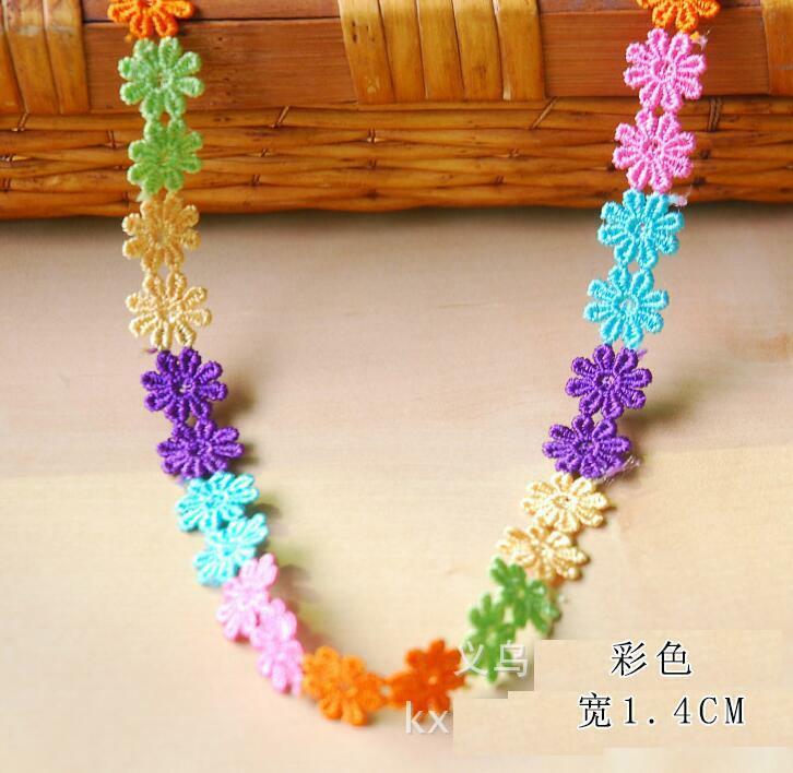 6 Yards multicolor chrysanthemum Lace Trim clothing Sewing Jewelry Makeing