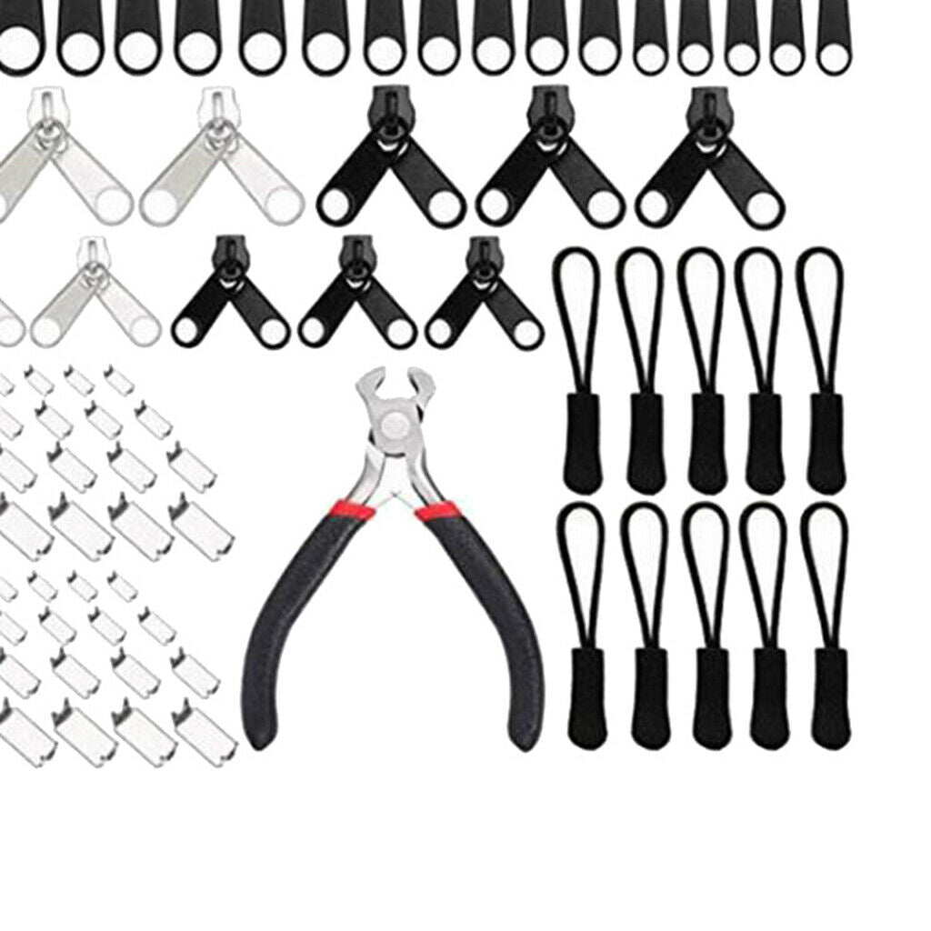 183Pcs/Set Zipper Repair Kit Zipper Replacement Puller Rescue Kit + Plier Tool