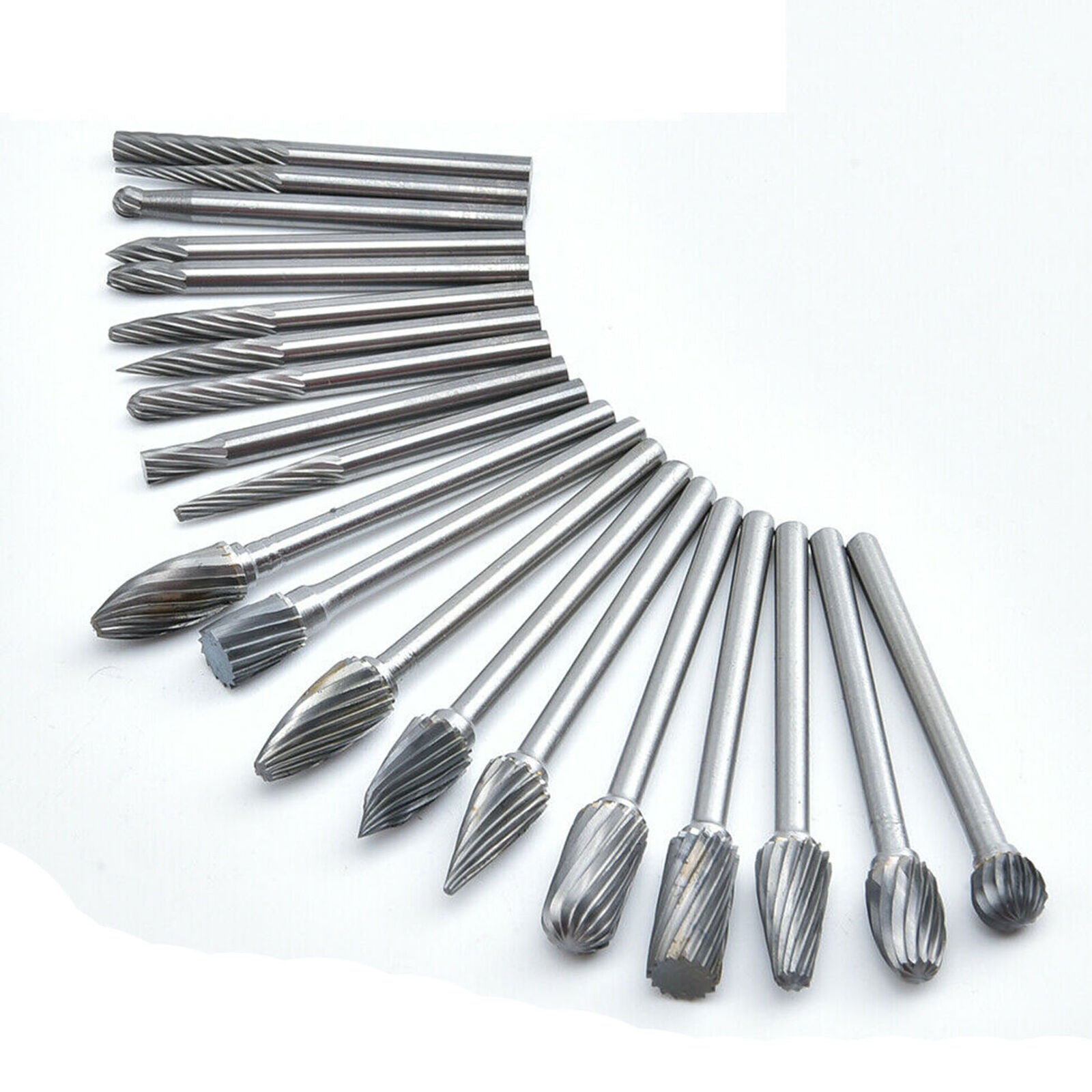 20pcs Tungsten Carbide Rotary Point Burr Die Grinder Shank Set Single Cut Solid