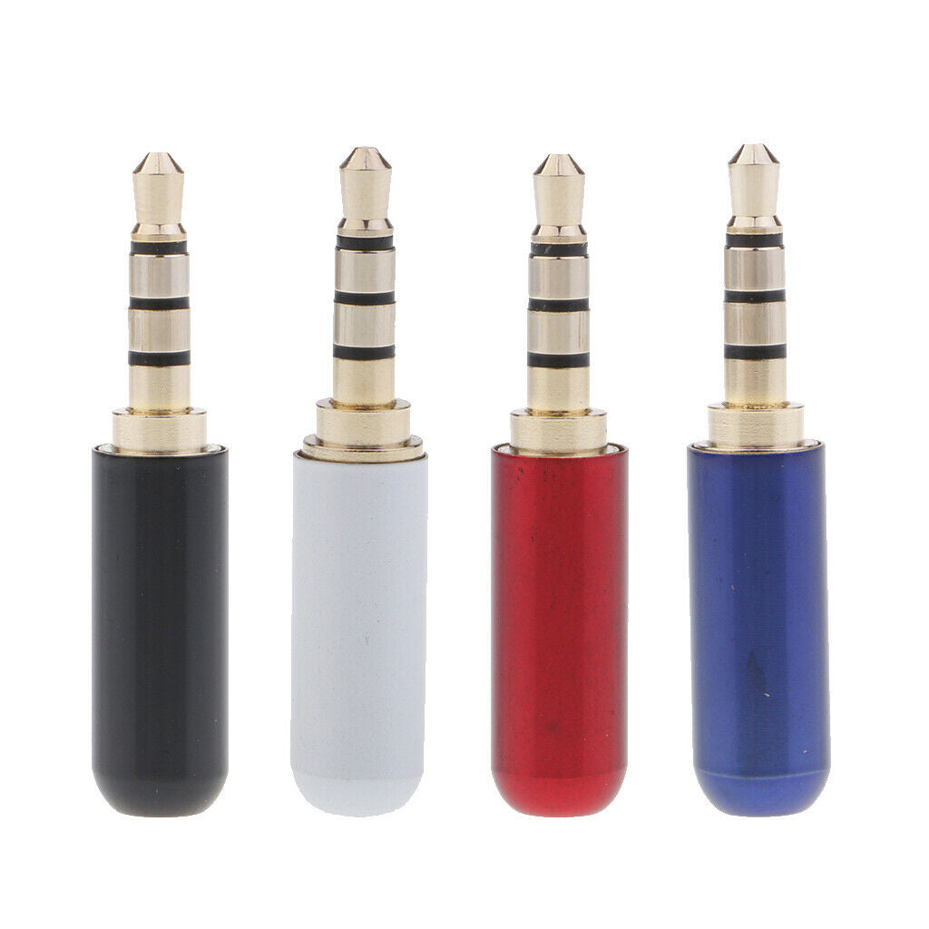 8 Lot 4 Pole 3.5mm 1/8" Male Headphone Plug Metal Audio Video Connectors