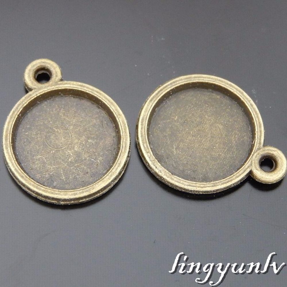 20 pcs Antiqued Bronze Alloy Base 12mm Blank Bezel Frame Earring Pendant Charm