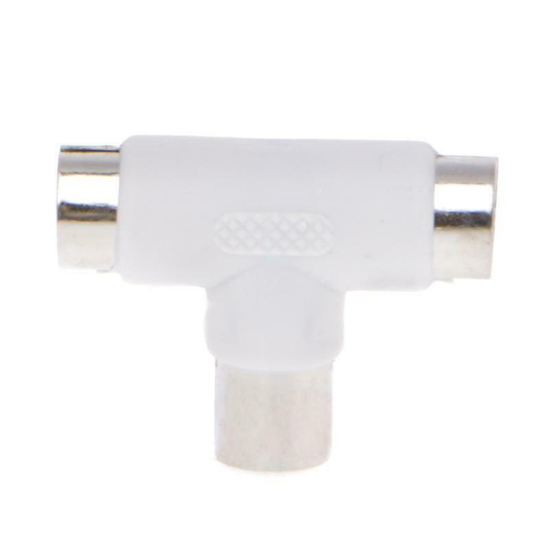 2 Way TV T Splitter Aerial Coaxial Cable Male to 2x Female Connectors Adapter