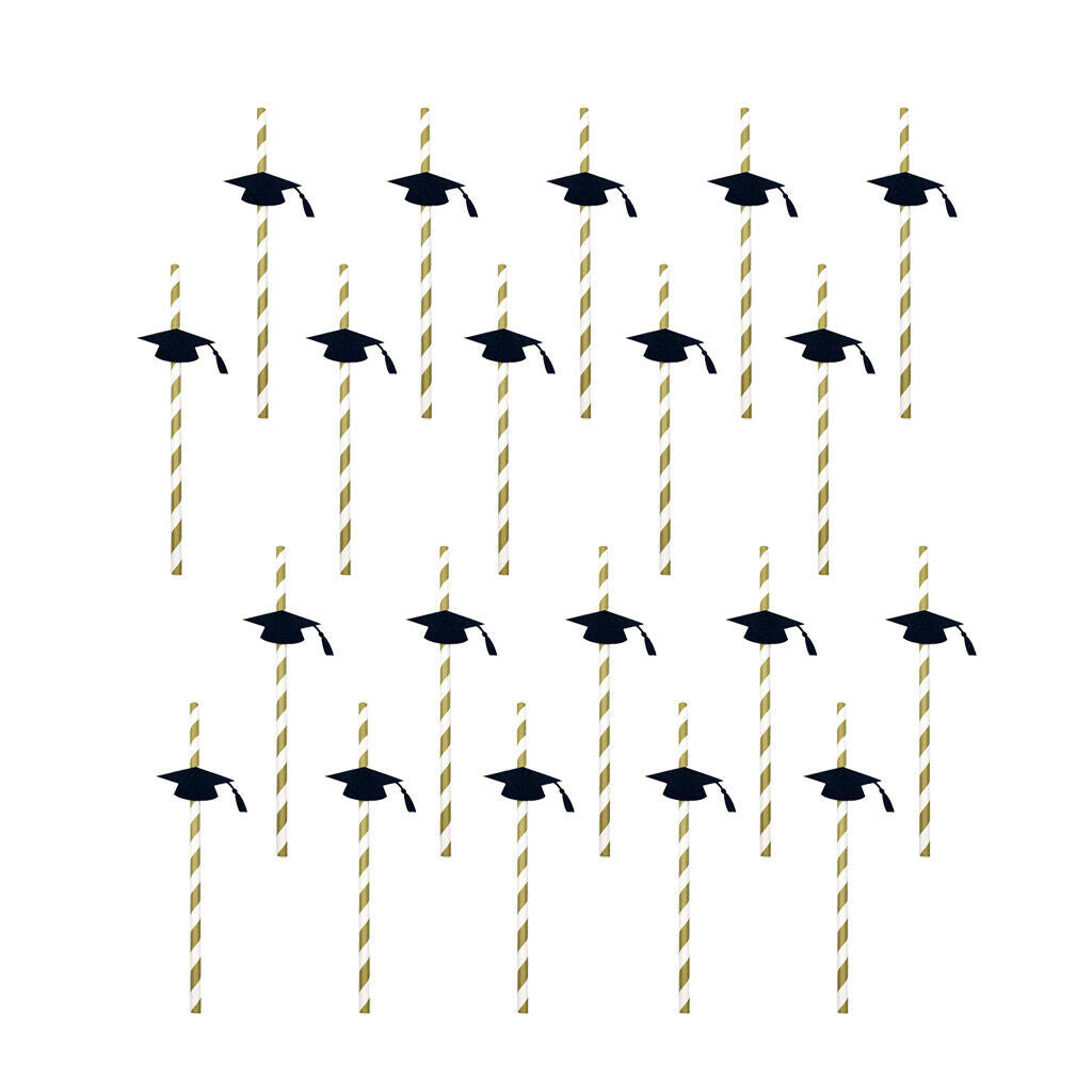 20pcs Yellow Paper Straws Birthday Wedding Graduation Party Straws Decor