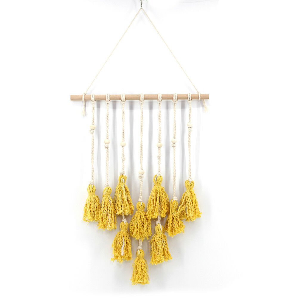 Yellow Macrame Wall Hanging Tapestry Woven Bohemian Art Backdrop Wedding Party