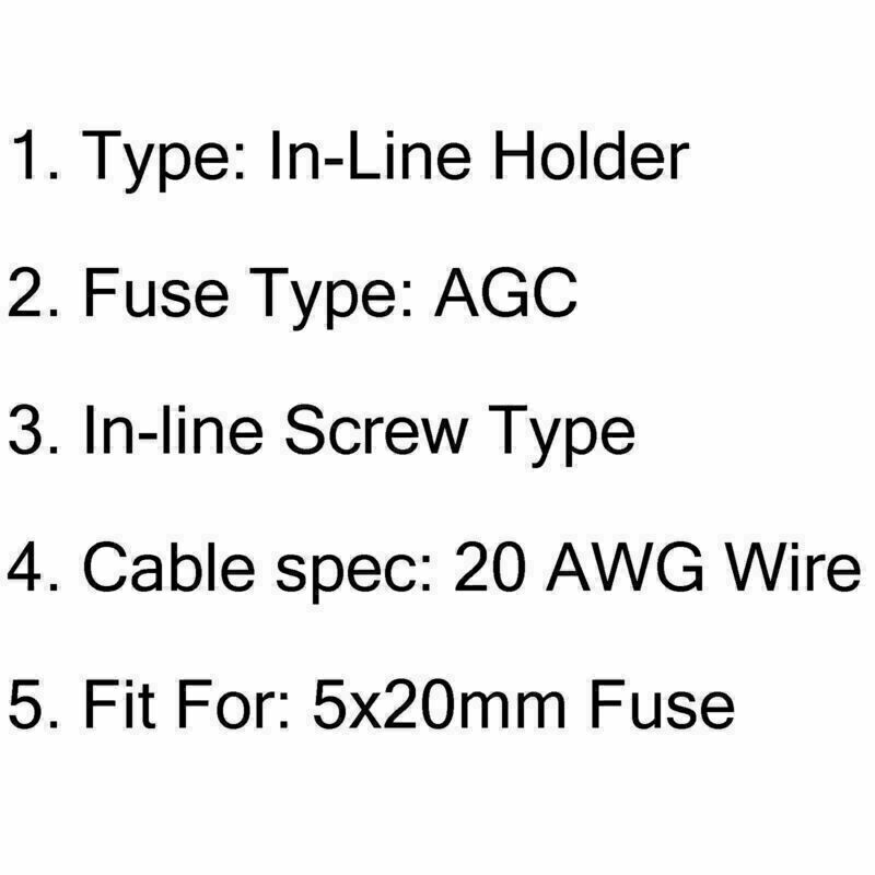 40Pcs 5x20mm AGC Fuse Holder Case In-line Screw Type With 20 AWG Wire Cable CA