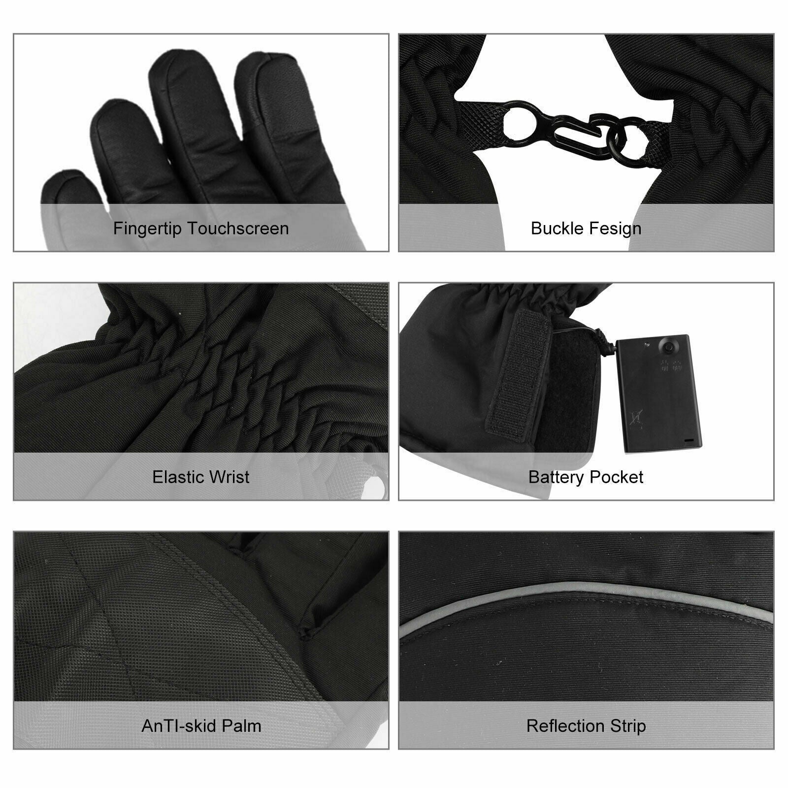 Warm Thermal Heated Gloves Touch Screen for Men Women BMX UTV Outdoor Ski